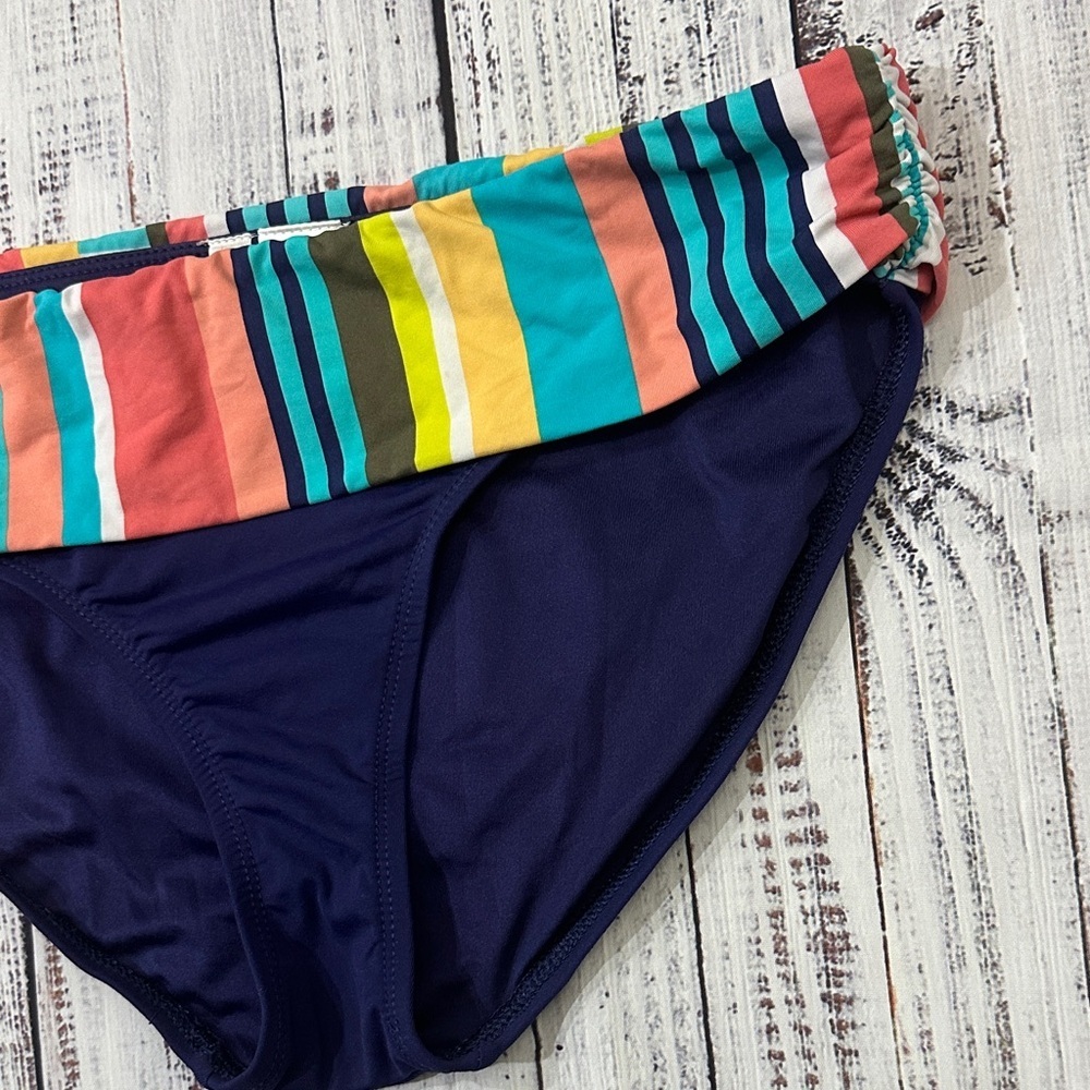 Anne Cole Blue and‎ Multicolor Striped Swim Bottom Sz. L - Picture 3 of 5
